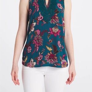 Floral Teal Sleeveless Top